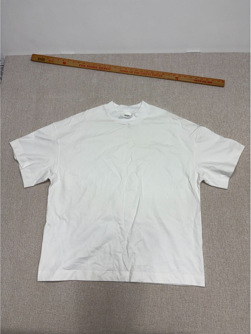 IDLT Men's White Mock Neck Heavyweight Boxy Oversized T-Shirt Size M